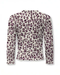 T-shirt Kids Only avorio e rosa maculata a maniche lunghe
