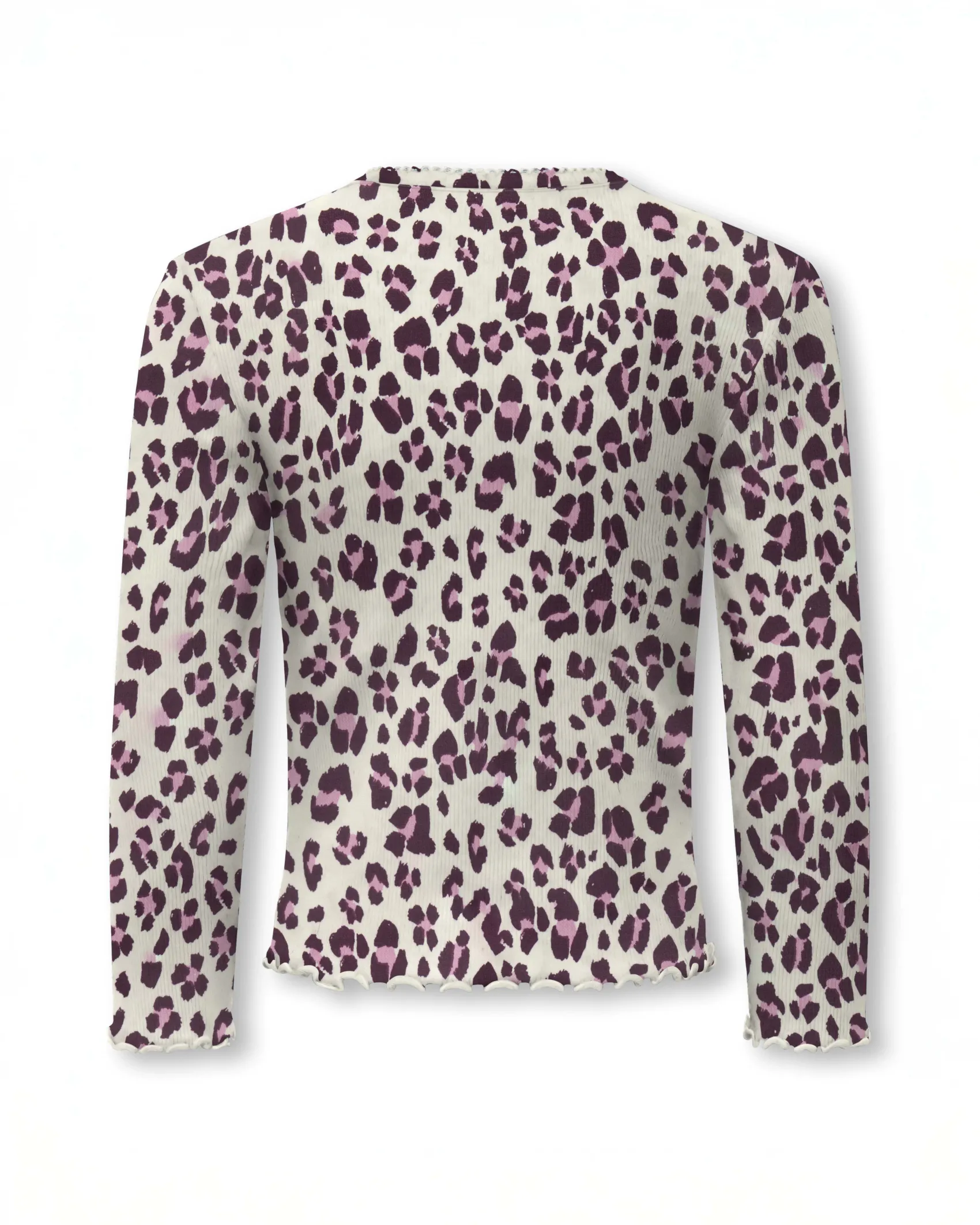 T-shirt Kids Only avorio e rosa maculata a maniche lunghe