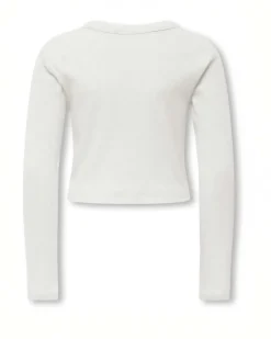 T-shirt Kids Only avorio in cotone stretch a maniche lunghe