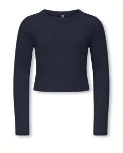 T-shirt Kids Only blu in cotone stretch a maniche lunghe
