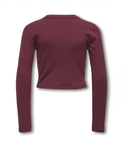 T-shirt Kids Only bordeaux in cotone stretch a maniche lunghe