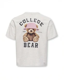 T-shirt Kids Only grigio melange con orsetto College Bear