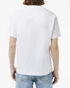 T-shirt Lacoste bianca mezza manica in puro cotone classic-fit