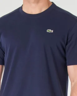 T-shirt Lacoste blu mezza manica con logo coccodrillo ricamato