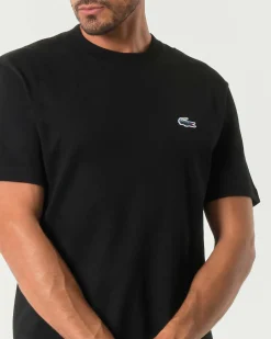 T-shirt Lacoste classic-fit nera con logo coccodrillo multicolor
