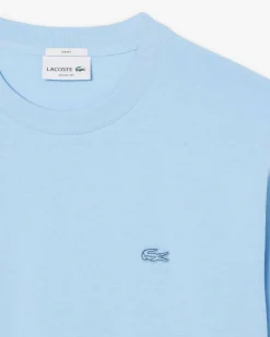 T-shirt Lacoste loose-fit azzurra con logo tono su tono