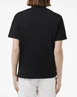 T-shirt Lacoste nera mezza manica in puro cotone classic-fit