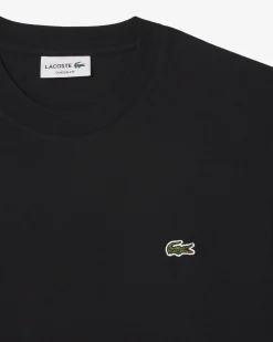 T-shirt Lacoste nera mezza manica in puro cotone classic-fit