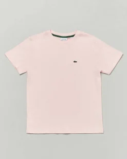 T-shirt Lacoste rosa in puro cotone con mini logo icon
