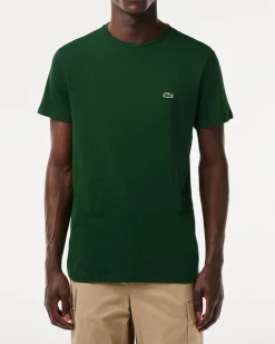 T-shirt Lacoste verde in pima cotton con logo coccodrillo verde