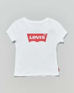 T-shirt Levi's bianca a maniche corte con logo batwing rosso