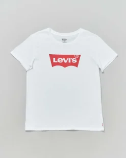 T-shirt Levi's bianca a maniche corte con logo batwing rosso