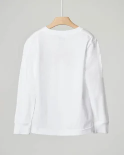 T-shirt Levi's bianca manica lunga con logo batwing rosso