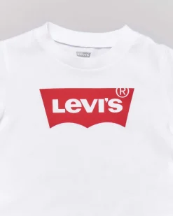 T-shirt Levi's bianca mezza manica con logo batwing rosso