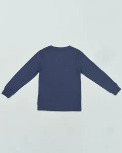T-shirt Levi's blu a manica lunga in cotone con logo batwing rosso