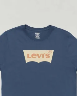 T-shirt Levi's blu jeans a maniche corte con logo batwing beige