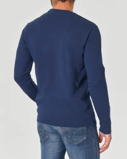 T-shirt Levi's blu manica lunga con logo batwing piccolo ricamato