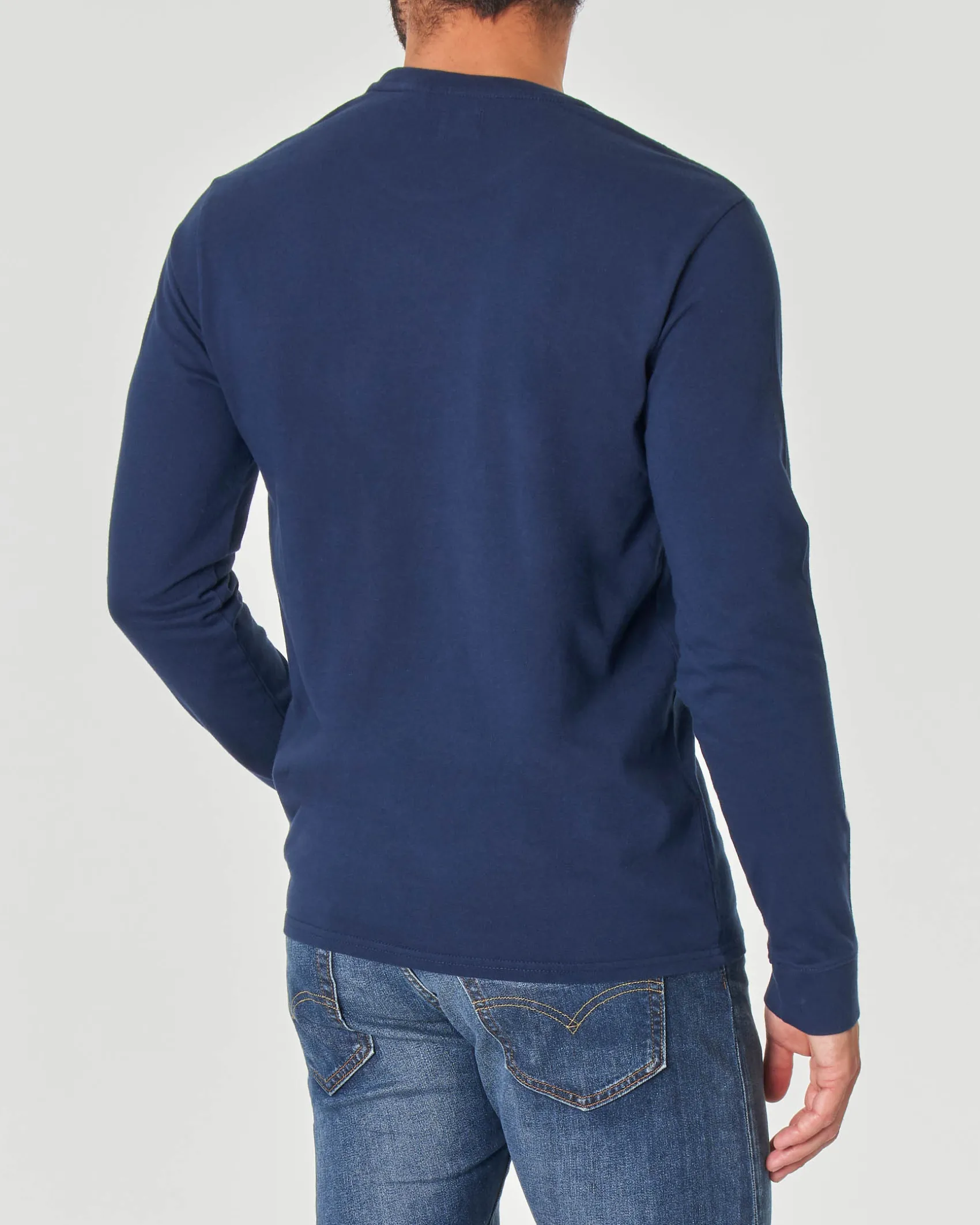 T-shirt Levi's blu manica lunga con logo batwing piccolo ricamato