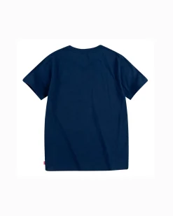 T-shirt Levi's blu mezza manica con logo batwing rosso