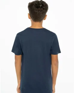 T-shirt Levi's blu mezza manica con logo batwing rosso