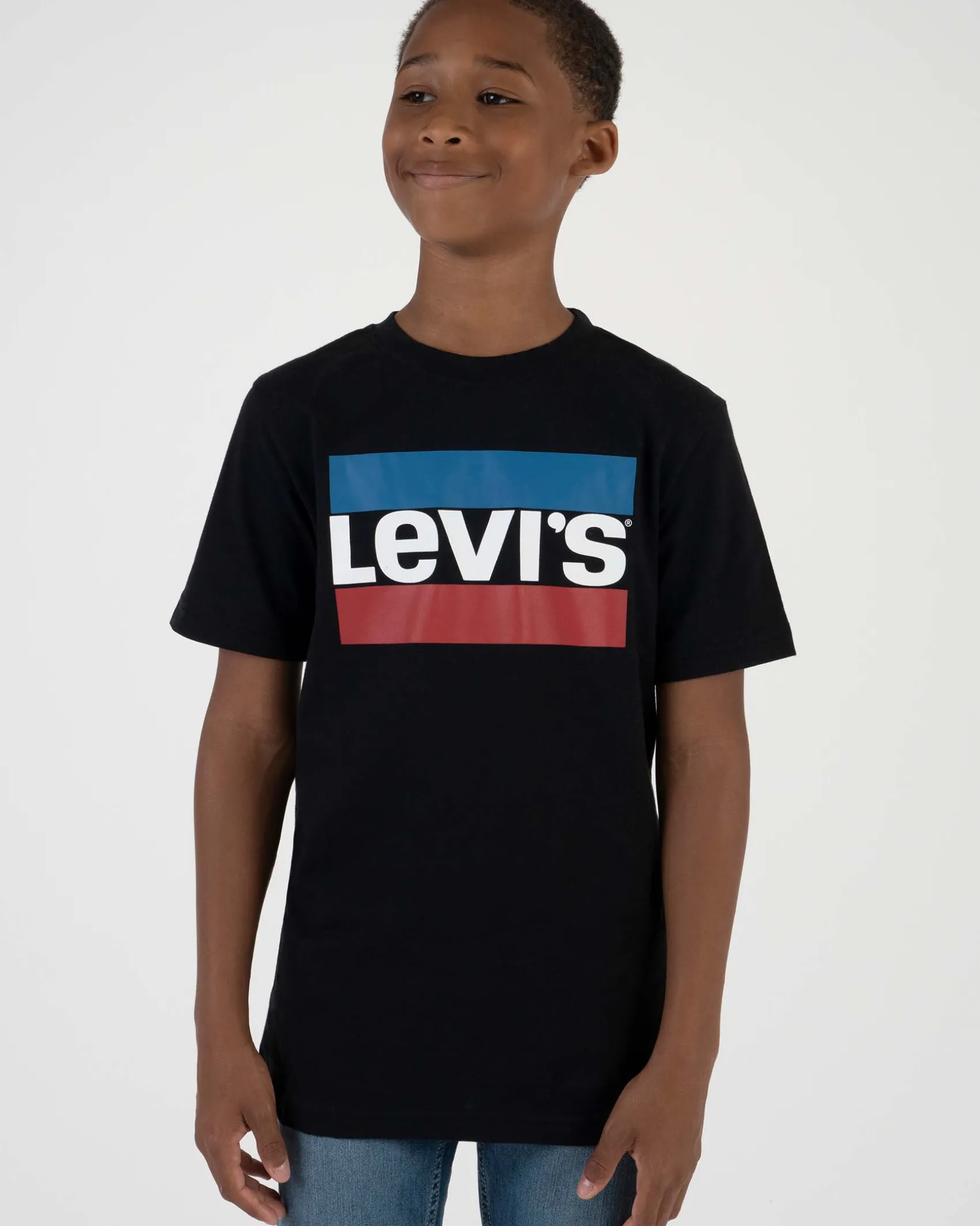T-shirt Levi's nera mezza manica con logo heroel tricolore