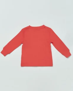 T-shirt Levi's rossa a maniche lunghe con logo batwing bianco