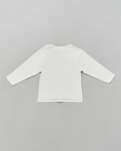 T-shirt Lil'Atelier in puro cotone bianca a maniche lunghe con taschino
