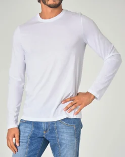 T-shirt manica lunga Armani Exchange bianca tinta unita in pima cotton