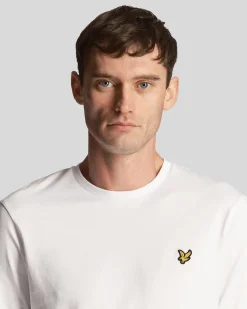 T-shirt manica lunga Lyle & Scott bianca in cotone con logo aquila gialla ricamata sul petto