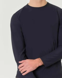 T-shirt manica lunga Pellizzari blu in tessuto tecnico
