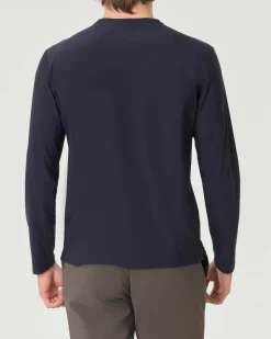 T-shirt manica lunga Pellizzari blu in tessuto tecnico