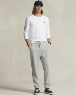T-shirt manica lunga Polo Ralph Lauren bianca in puro cotone con logo pony blu ricamato sul petto