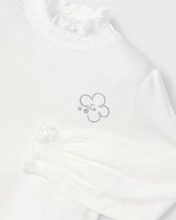 T-shirt Mayoral a lupetto bianca in viscosa stretch a maniche lunghe