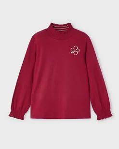 T-shirt Mayoral a lupetto bianca in viscosa stretch a maniche lunghe