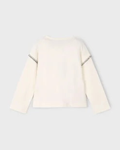 T-shirt Mayoral color panna a maniche lunghe con orsetto 'Enjoy yourself'
