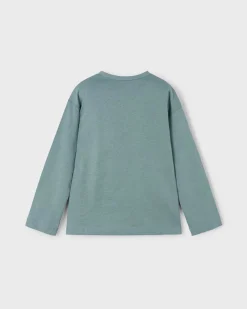 T-shirt Mayoral color salvia in puro cotone a maniche lunghe con bambolina