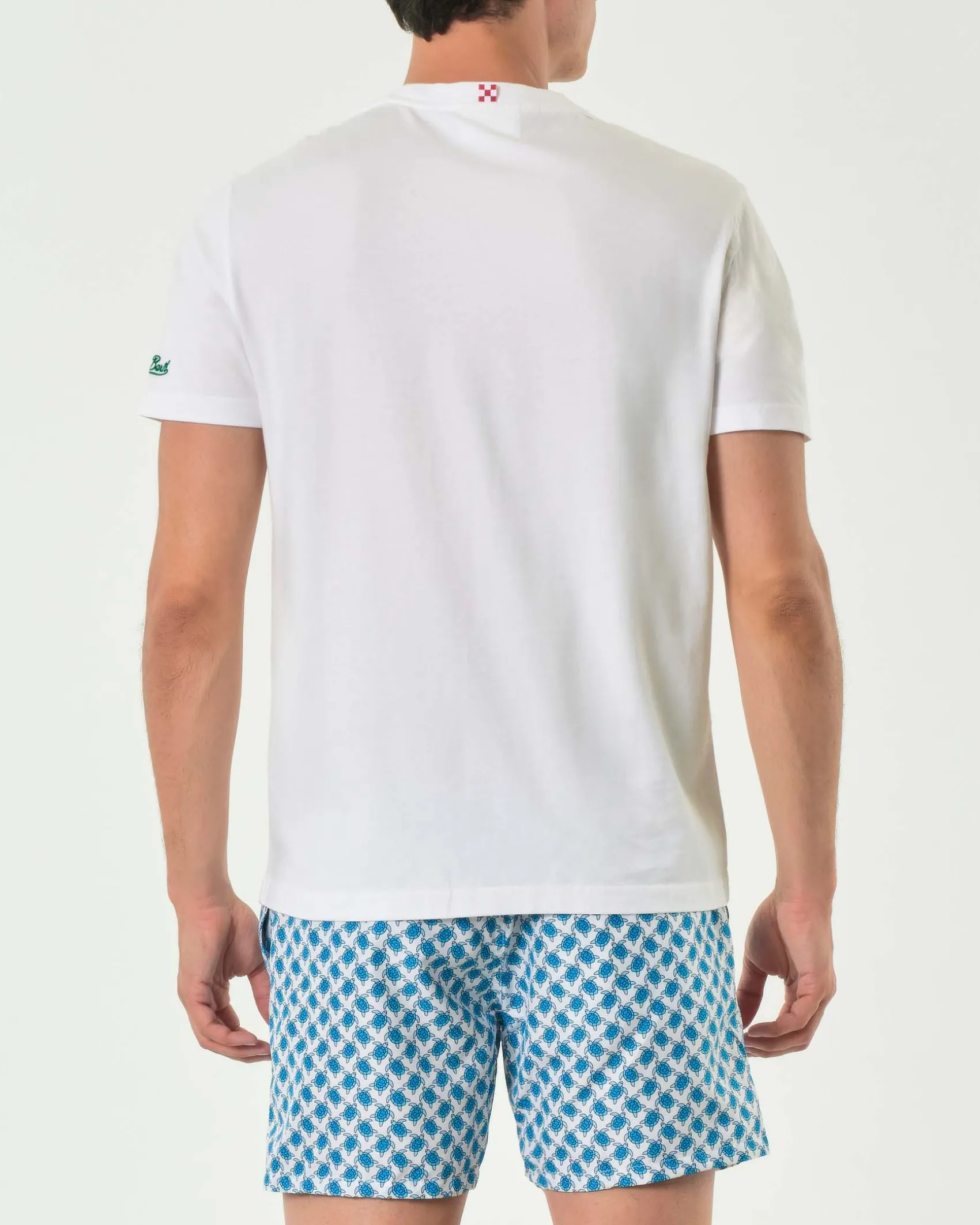 T-shirt MC2 Saint Barth bianca con maxi stampa Formentera Survival Kit davanti