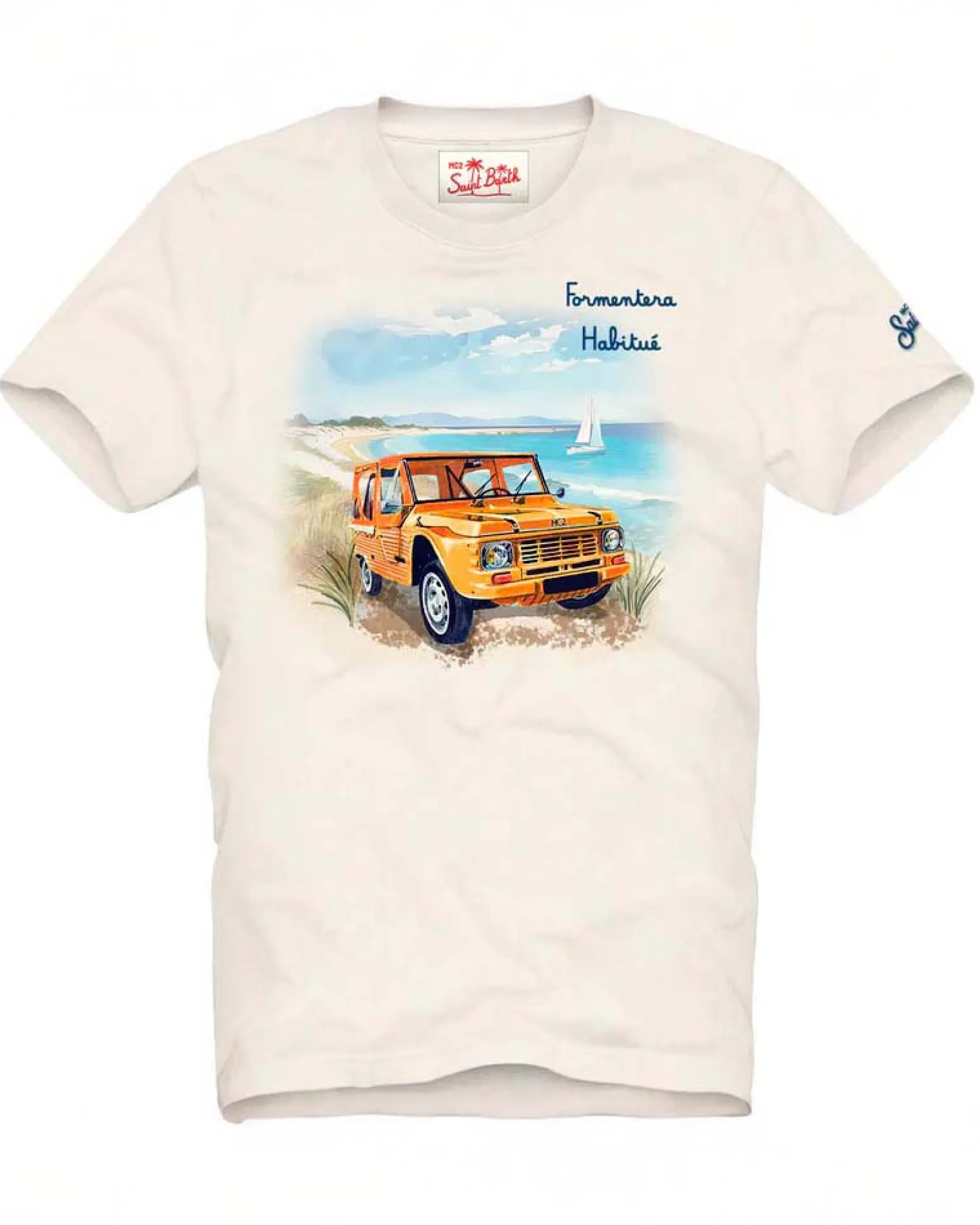 T-shirt MC2 Saint Barth bianca con stampa Formentera Habituè