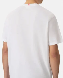 T-shirt MC2 Saint Barth bianca con stampa film Sapore di Mare sul petto