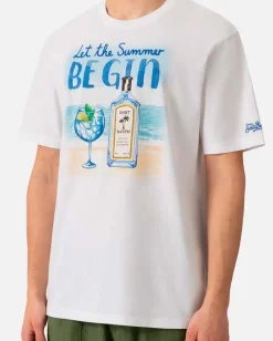 T-shirt MC2 Saint Barth bianca con stampa Let The Summer Begin