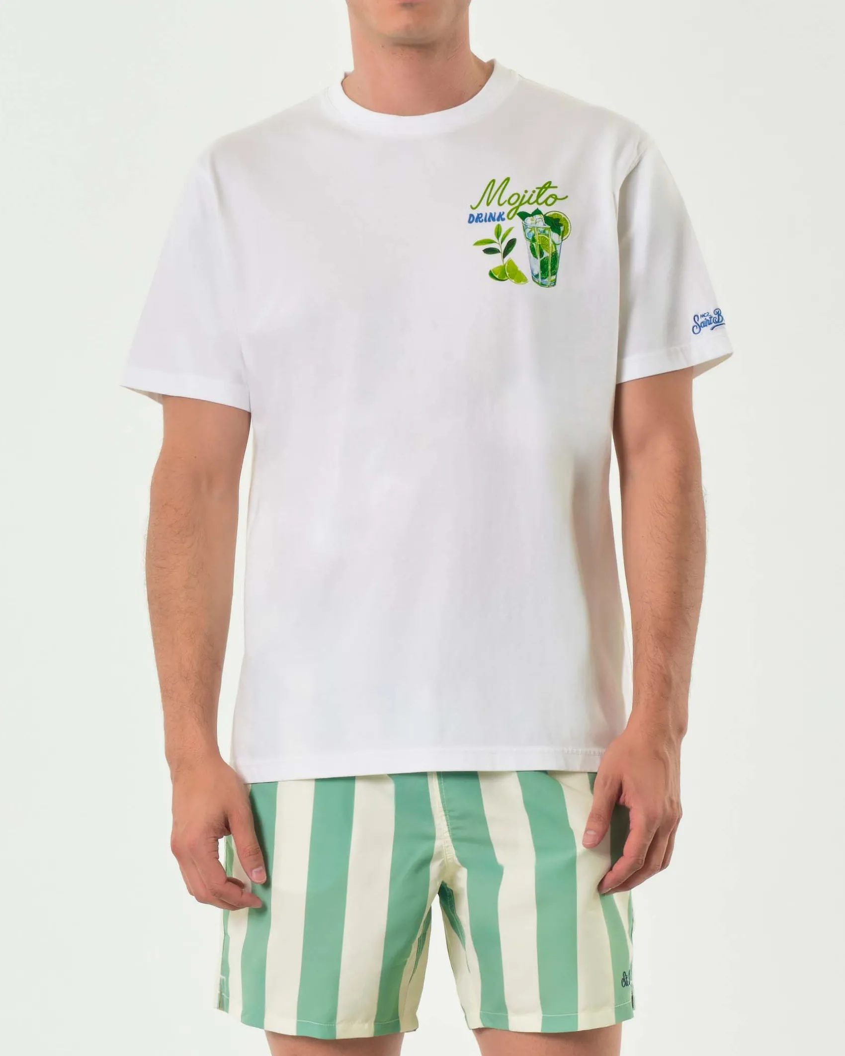 T-shirt MC2 Saint Barth bianca con stampa Mojito piccola sul petto e maxi sul retro