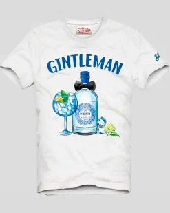 T-shirt MC2 Saint Barth bianca con stampa Gintleman