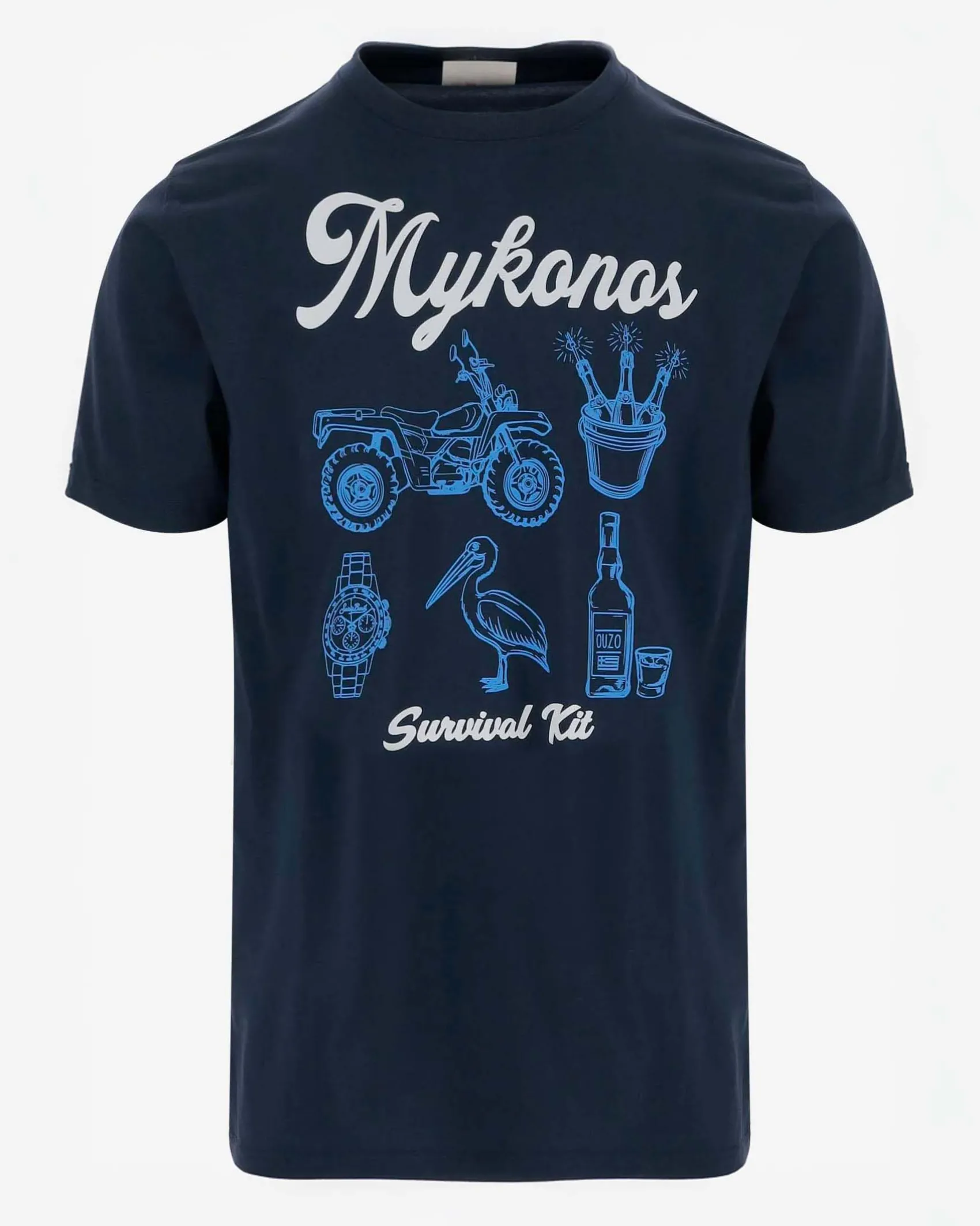 T-shirt MC2 Saint Barth blu con stampa Mykonos Kit davanti