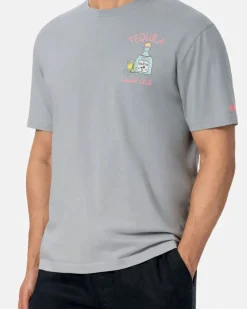 T-shirt MC2 Saint Barth grigia con ricamo Tequila Social Club sul petto