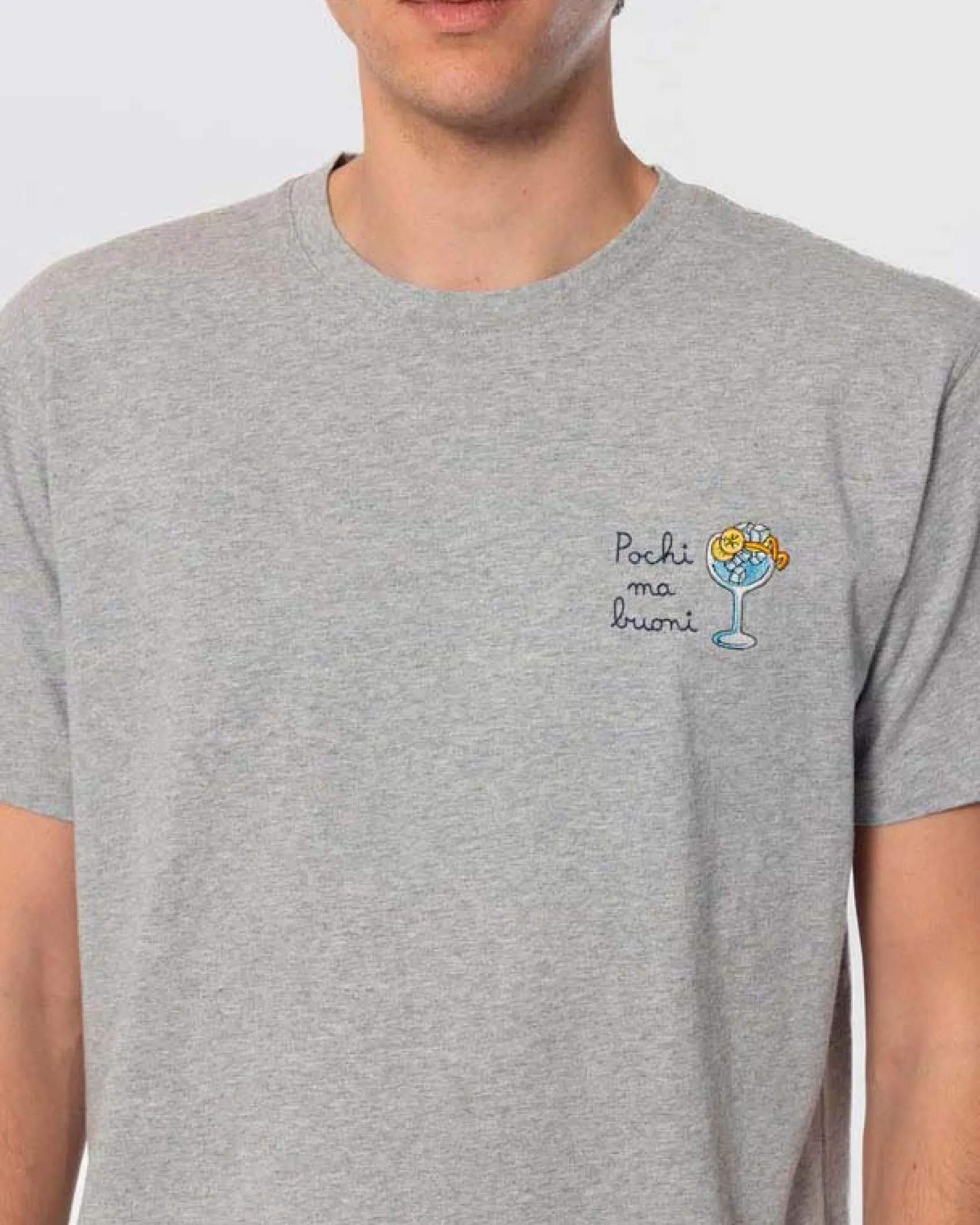 T-shirt MC2 Saint Barth grigia con ricamo Pochi ma Buoni sul petto