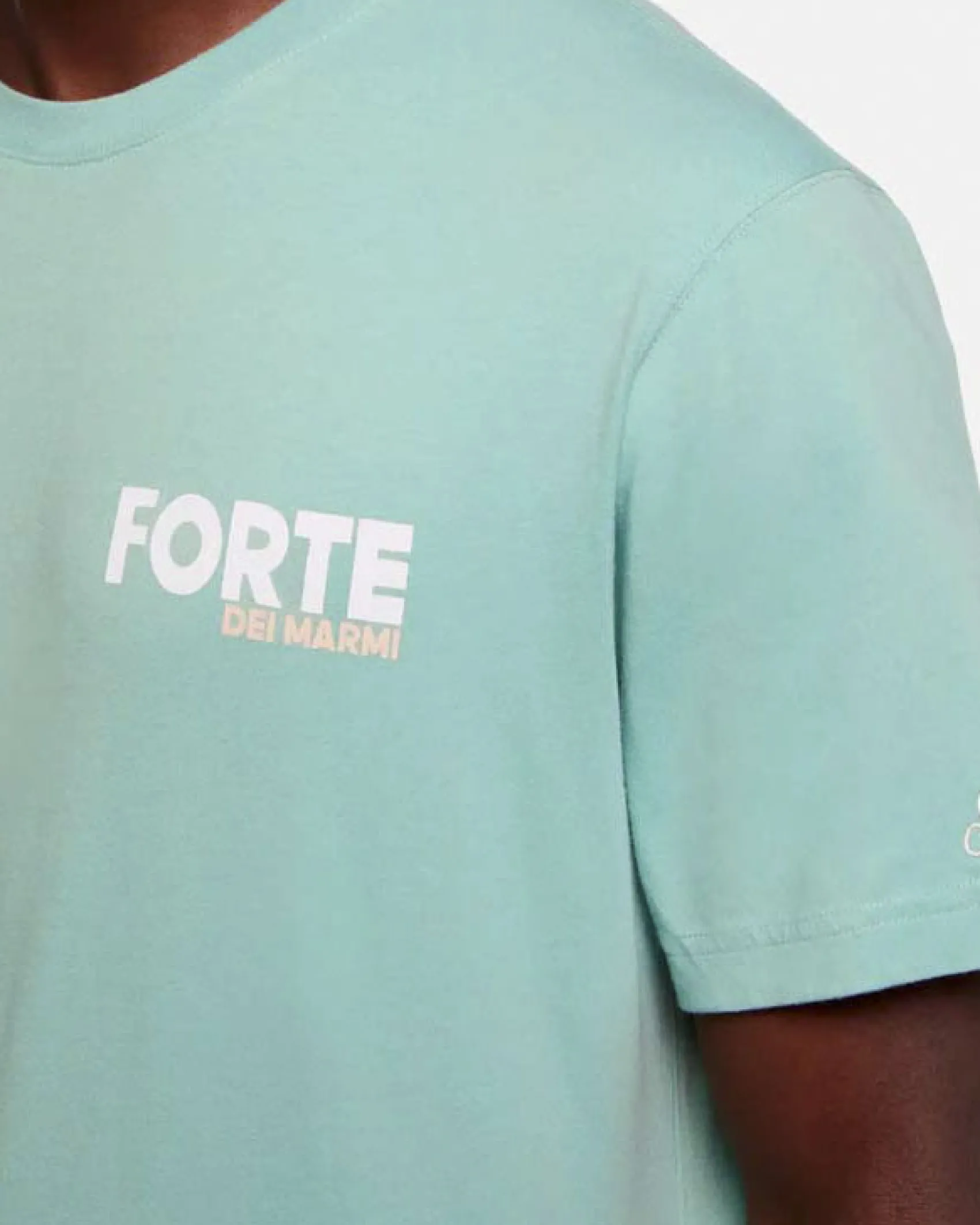 T-shirt MC2 Saint Barth salvia con scritta Forte dei Marmi sul petto e maxi stampa grafica sul retro