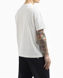 T-shirt mezza manica Armani Exchange bianca con taschino e logo AX al petto