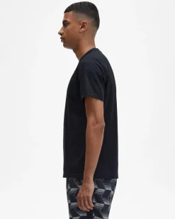 T-shirt mezza manica Fred Perry nera con logo ricamato centrale sul petto