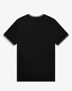 T-shirt mezza manica Fred Perry nera con bordino bianco