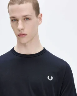 T-shirt mezza manica Fred Perry blu tinta unita